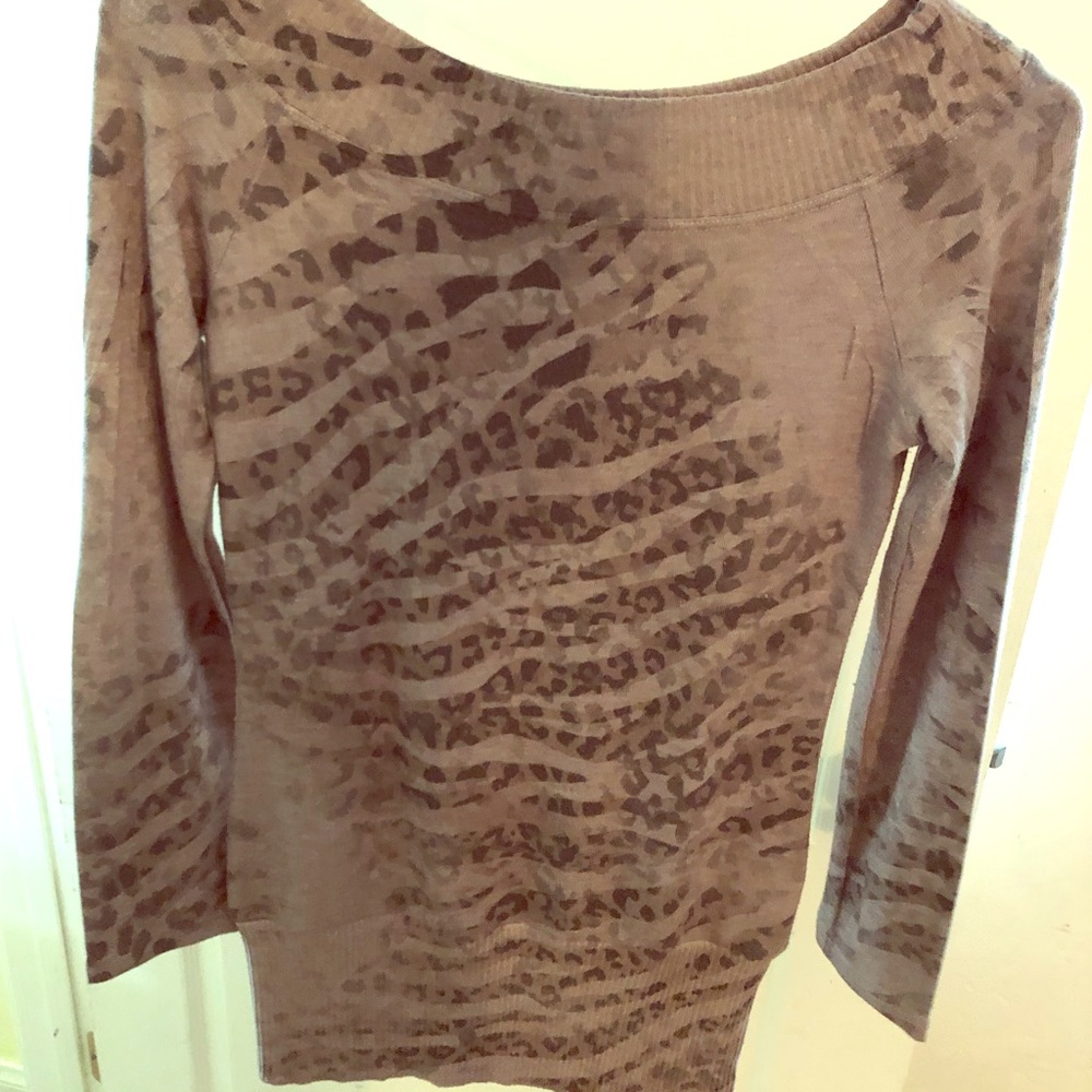 Gray animal print long sleeve sweater